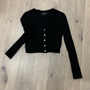 Almost Famous black crop knit cardigan